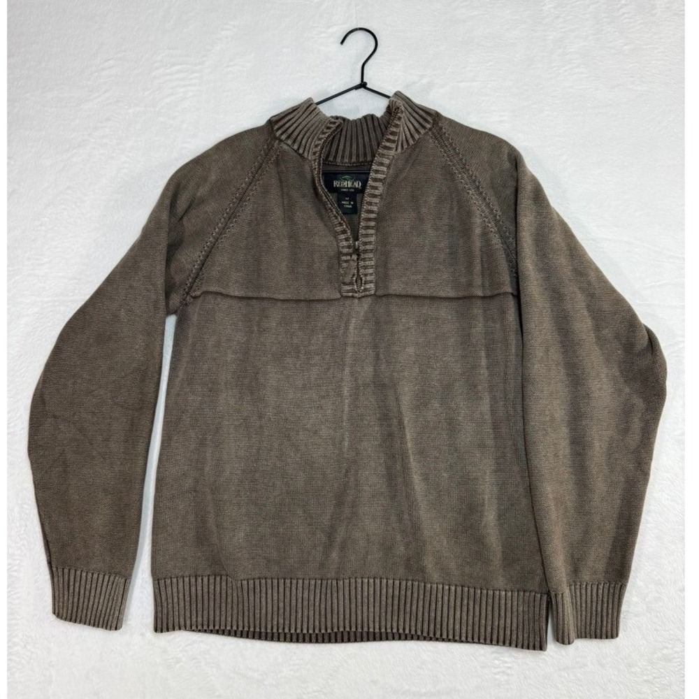 Redhead Mens Quarter Zip Sweater Brown Knit‎ Pullover Size Medium